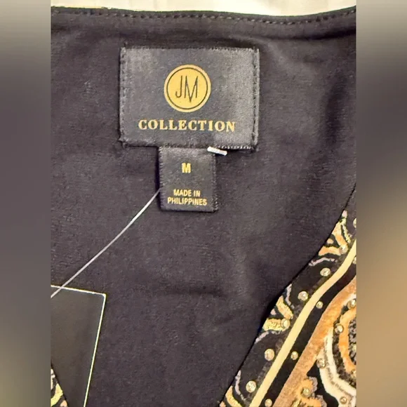 JM Collection Black and Gold Graphic Tunic - Picture 4 of 8